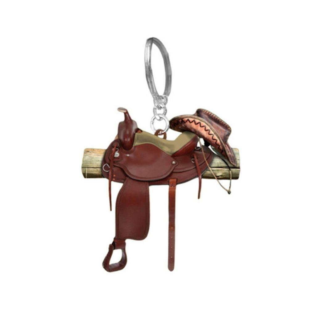 (Qunide) Saddle Car Keychain Acrylic Pendant Keychain Decorative Equestrian Enthusiast Keychain