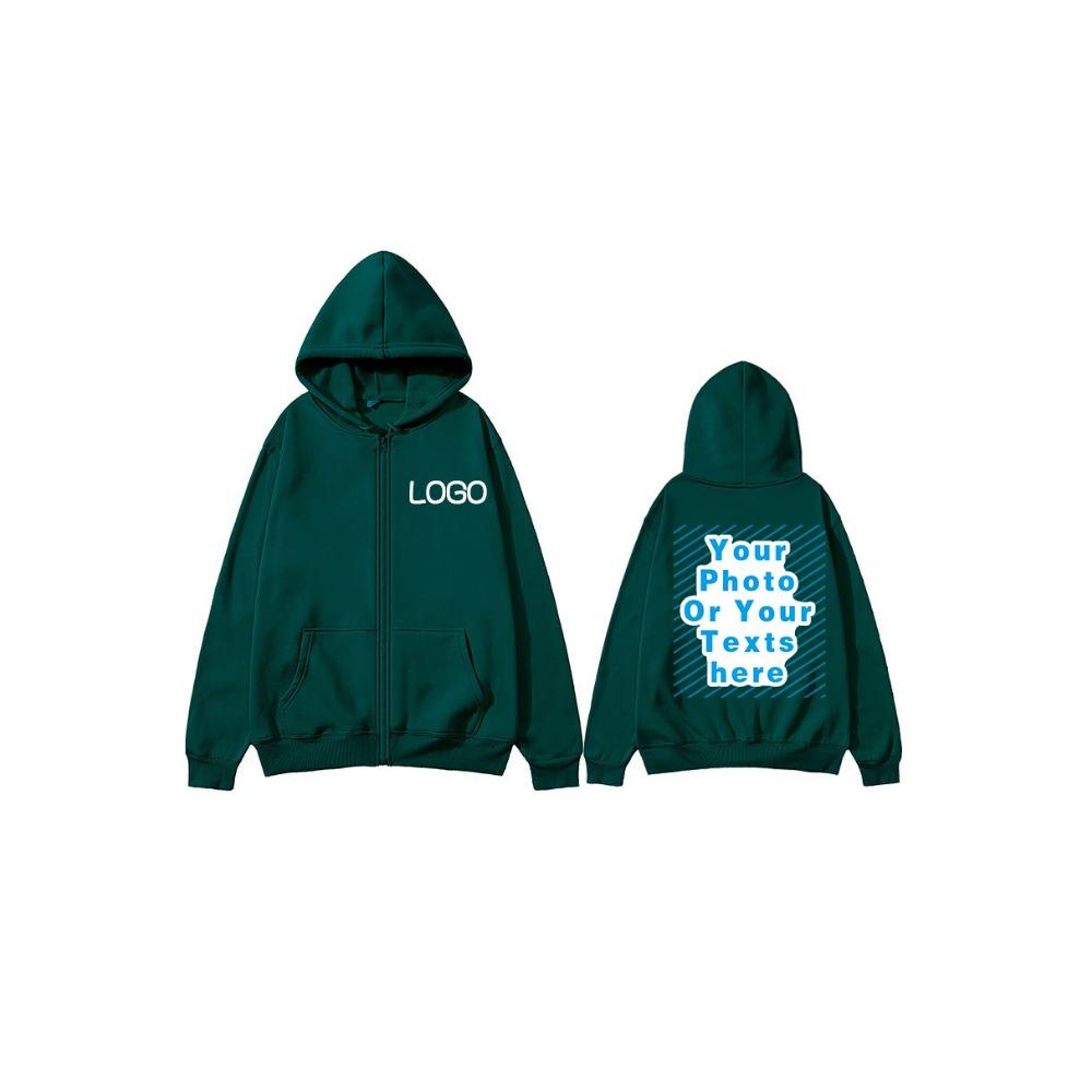 Zipper Hooded DIY12 Cardigan Sweatshirt Jacket Anytime Anywhere Design Brand Logo Custom Image Replication