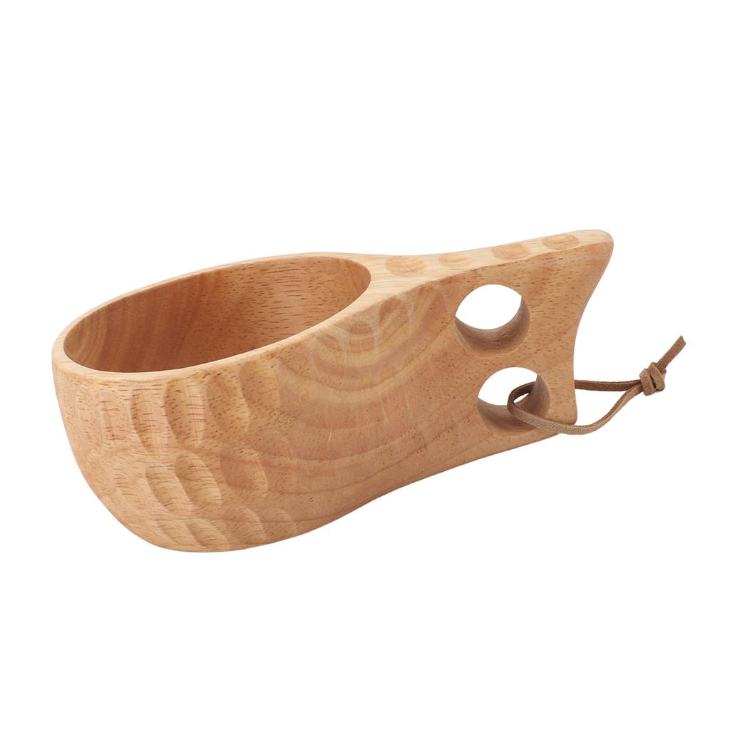 350ML Wooden Cup with Handle Portable Multifunctional Wood Mug Drinking Cup for Coffee Tea Milk Beverages