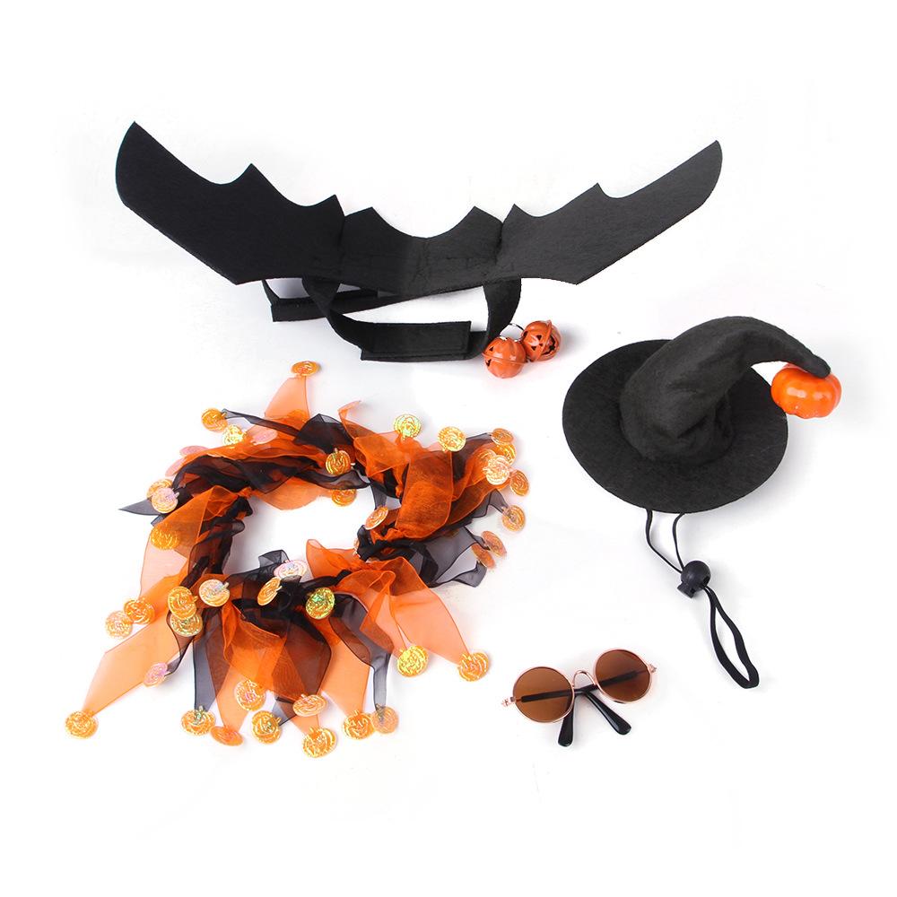 New Halloween Hat Scarf Set, Pumpkin Bell Cat Bat Chest Set Accessories