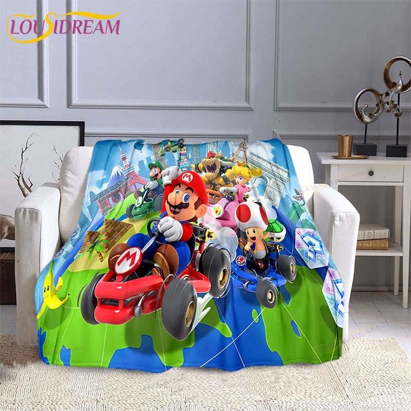 Mario Bros Fashion Blanket Anime Flannel Bed Throw Blanket Soft 3D Printed Cartoon Coverlet Sofa Travel Camping Children Blanket