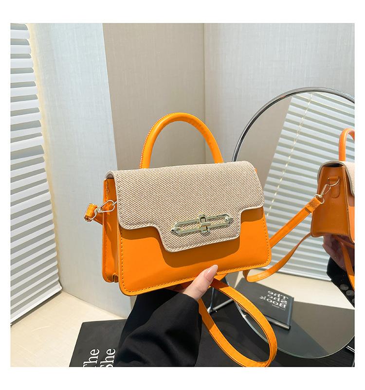 

Fashion Lock Splicing Trend Commuter Versatile Small Square Bag Female Personality ins Style Retro Versatile Messenger Bag оранжевый