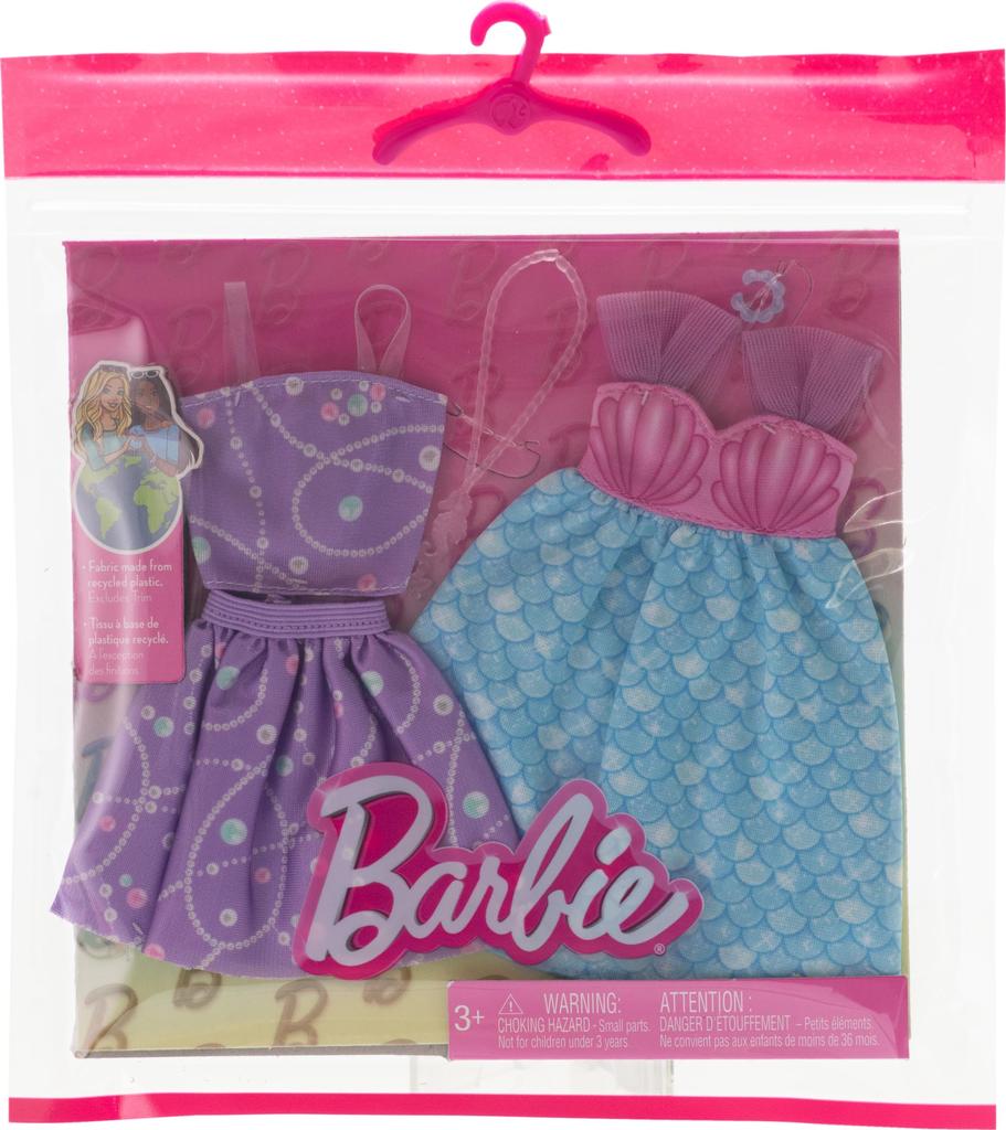 Barbie Pastel Color Dress and Accessories Set HRH44 Dress-up Doll and House Clothes for Ages 3 and Up Purple