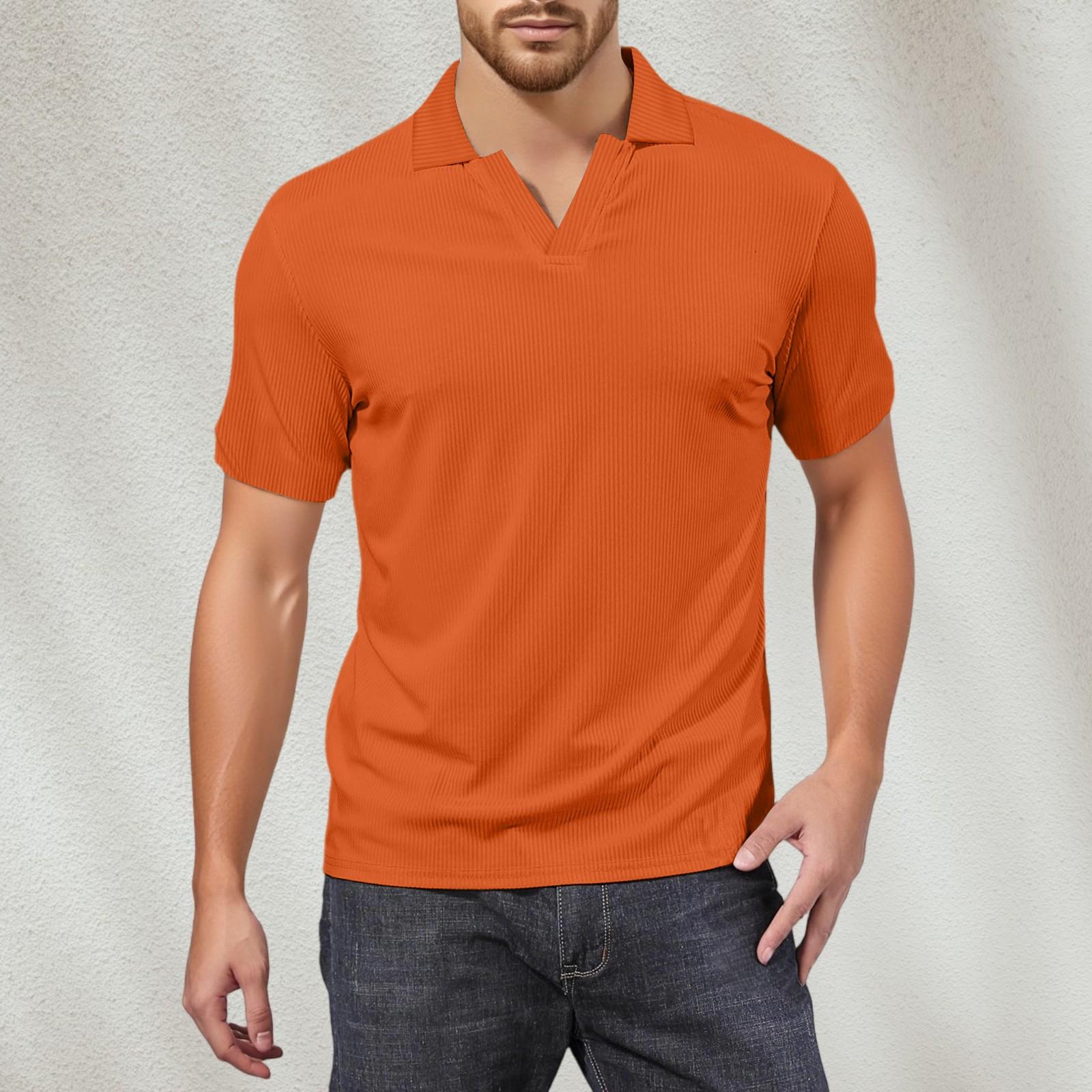 

Мужская футболка для гольфа с V-образным вырезом, короткими рукавами и текстурированным воротником XL оранжевый