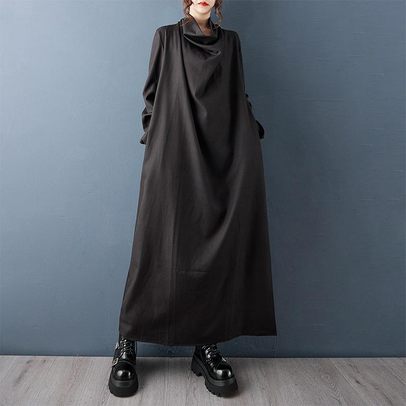 Langärmeliges Übergrößen-Baumwoll-Vintage-Neu in Kleider für Frauen Frühling Herbst lässiges lockeres Kleid