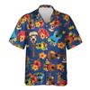 Camicie Grafiche Moda Ukulele da Uomo Abbigliamento Casual Ragazzo Ukelele Camicia da Spiaggia Strumento Uke Hawaiano Cantante Maschile Camicetta con Bavero