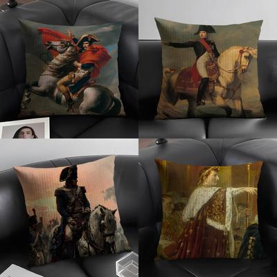 Napoleon Bonaparte Art Cushion Cover Natural Linen Organic Fabric Double-Sided Printing Sofa Home Decor Gift Pillow Case