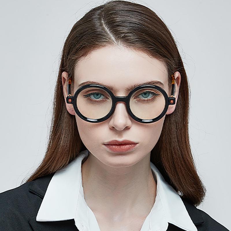 Unisex Anti Blue Light Computer Glasses Round Coarse Framed Glasses Women Men Fashion Large Frame Eyewear