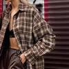 2024 European Retro Plaid Long Women's Shirt