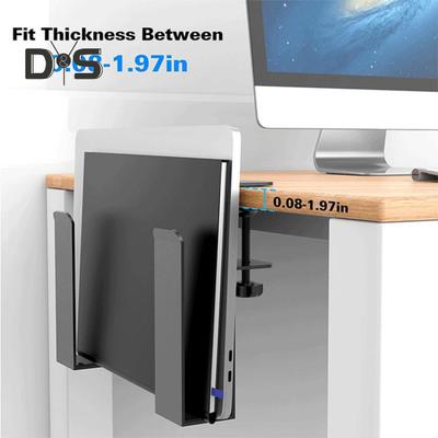 2Pcs Adjustable Desk Side Laptop Mount Storage Organizer Strong Load-bearing Metal Hanging Notebook Desk Holder Punch-Free Clamps