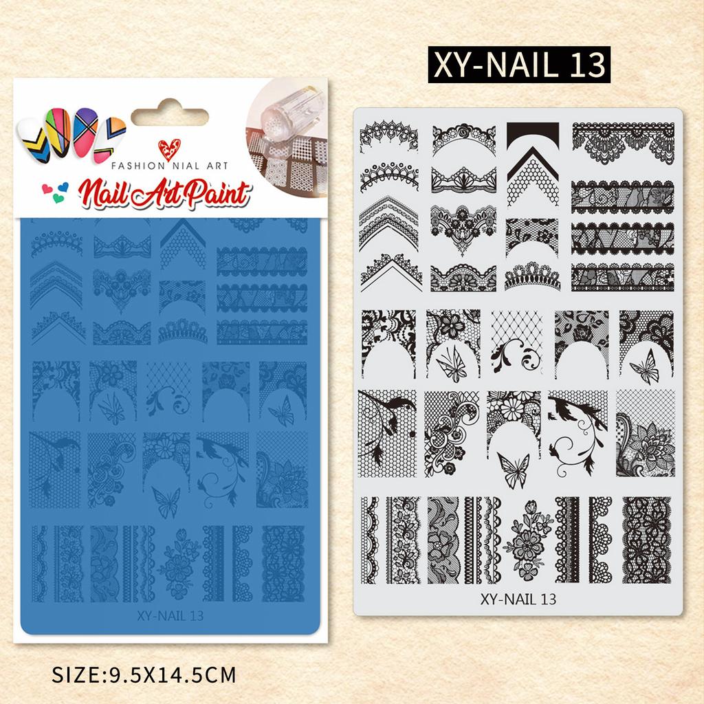 Nail Art Printing Steel Plate Lace Butterfly Pattern Flower French Large Transfer Silicone Seal Steel Plate Printing Rubber Plate
