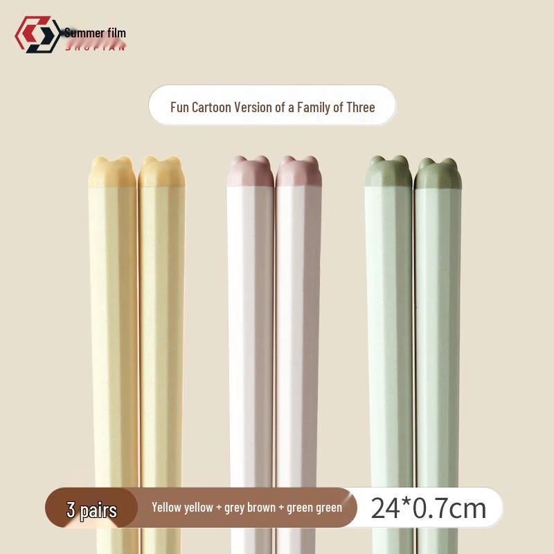 LSCF108B Creative Cartoon Alloy Chopsticks 3-Pair Set