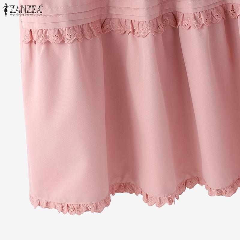 ZANZEA Femei ocazional talie elastică de culoare solidă fuste lungi largi