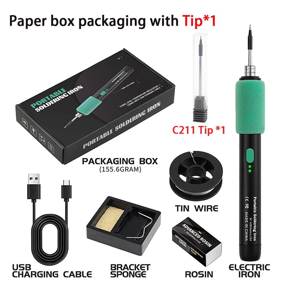C211 Wireless Soldering Iron Portable 5V 15W built-in battery with Three-Level Temperature Control Wireless Mini Soldering Tool