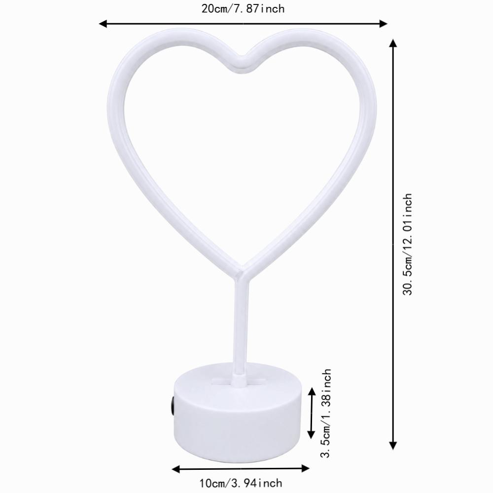 Heart Shaped Neon Desk Lamp USB or Battery Operated LED Neon Sign Decorative LED Neon Light  Women