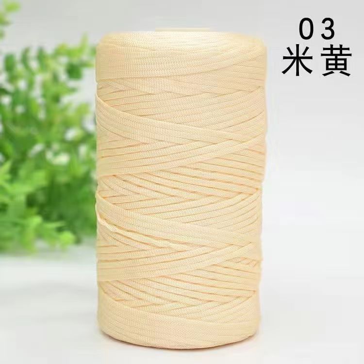 Flat Belt Wool, Light Body Ice Silk Mercerized Cotton Linen, Hand-Woven Crocheted Diy Hook Bag, Hat Seat Cushion, Hollow Thread