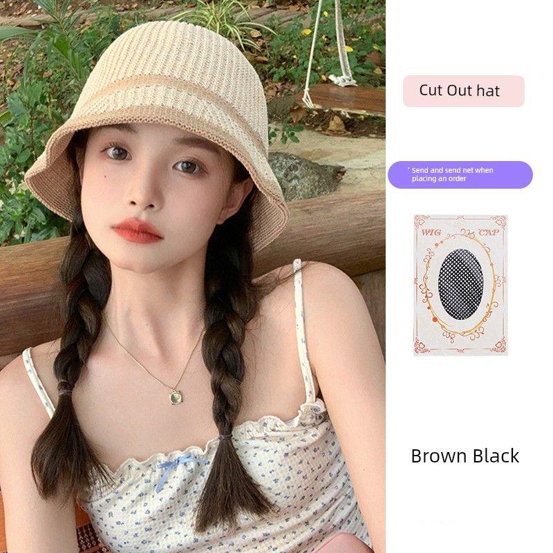

Шляпа Парик Один Женский 2024 Лето Новое Поступление Защита от Солнца Плетёная Коса Панама Мода Универсальная Соломенная Шляпа [Brown Black] braided hair + hair net