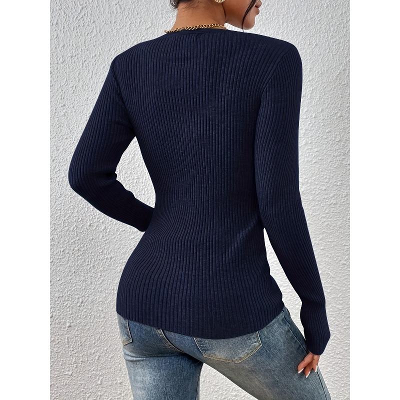 VEZFAA Kadın Modası Günlük İlkbahar Sonbahar Düz Renk Baskı Uzun Kollu V Yaka Bluzlar ve Gömlekler