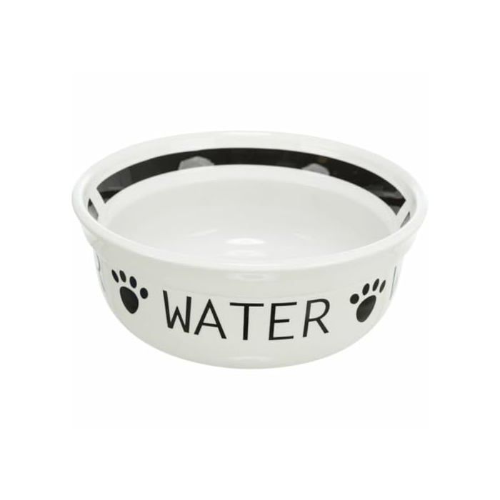 Mangeoire en céramique - TRIXIE - 0,6 l - ø 15 cm - Blanc/Noir - Pour chiens et chats - Taille unique