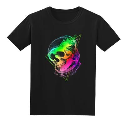 HOT SALE Steam Wave Neon Skull Tech Tide T-shirt Aesthetic Skull Watercolor Rainbow Space Skull Fun T-shirt for Man Camisa
