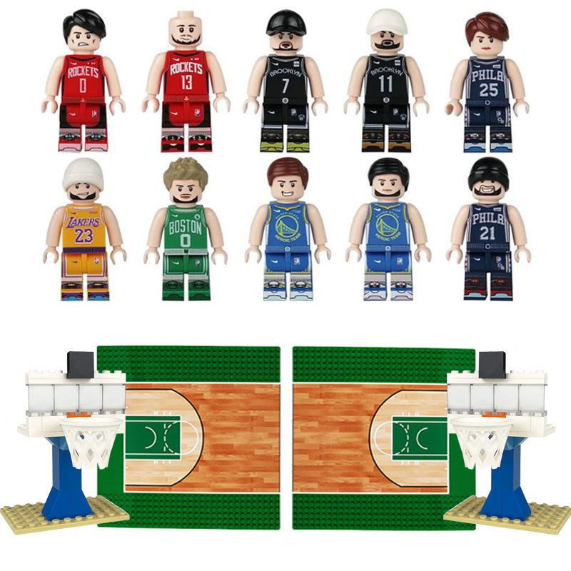 Set da Pallacanestro Blocchi da Costruzione Canestro da Pallacanestro Base per Campo da Pallacanestro Giocattolo a Particelle Piccole Sacchetto