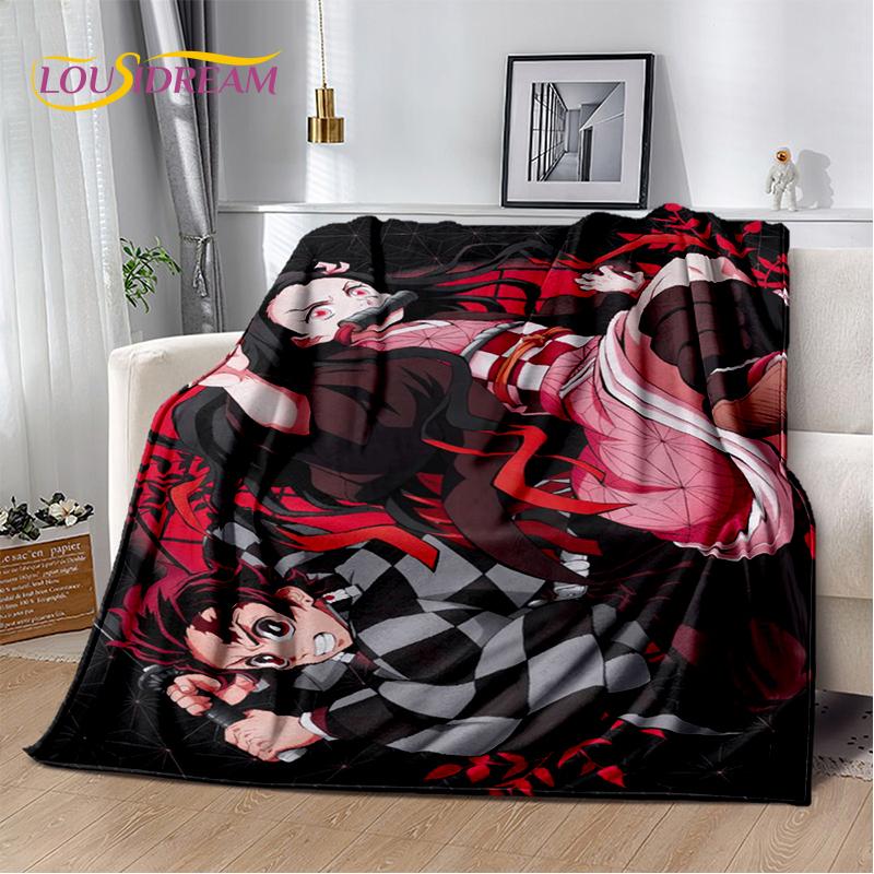 3D Demon Slayer Anime Kamado Nezuko Tanjirou Cartoon Blanket Soft Throw for Home Bedroom Bed Sofa Picnic Cover Child