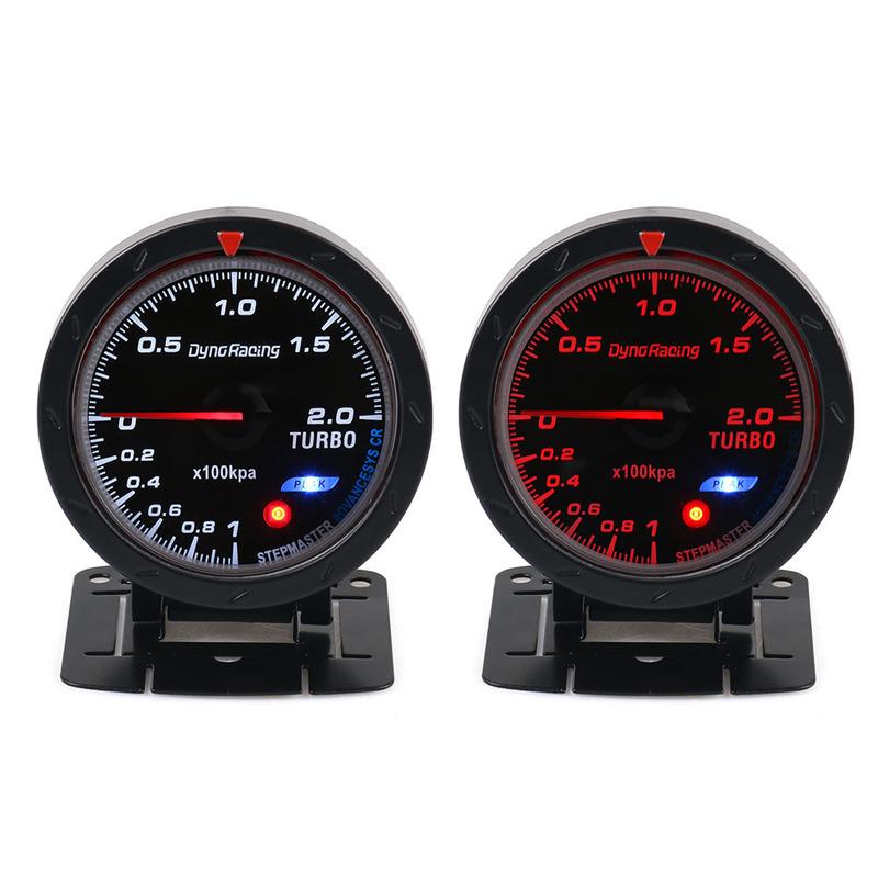 60mm Car Turbo Boost Gauge Red & White Lighting BAR Type Black Face With Sensor BX101467