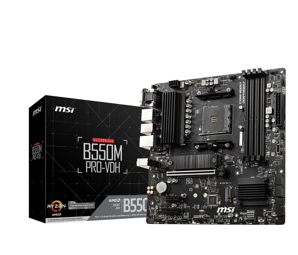 MSI B550M Motherboard Compatible with AMD Ryzen Series Socket and PCIe PRO-VDH Micro-ATX MB6468, 5000/4000G/3000 Processors, AM4, DDR4, 4.0