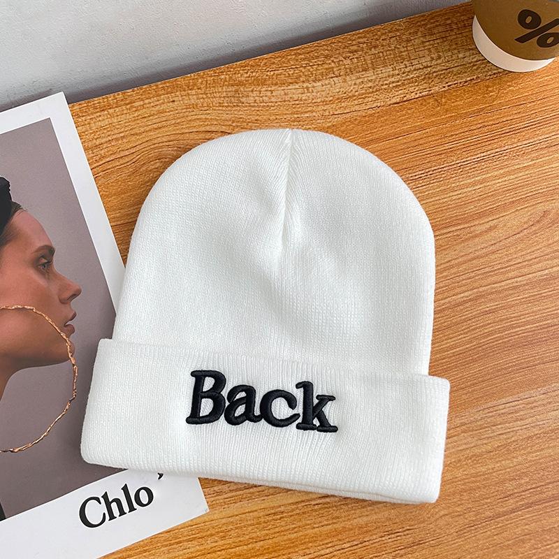 Embroidered butterfly knitted hat women's warm cold hat big head circumference ear protection pullover hat versatile bag head wool hat