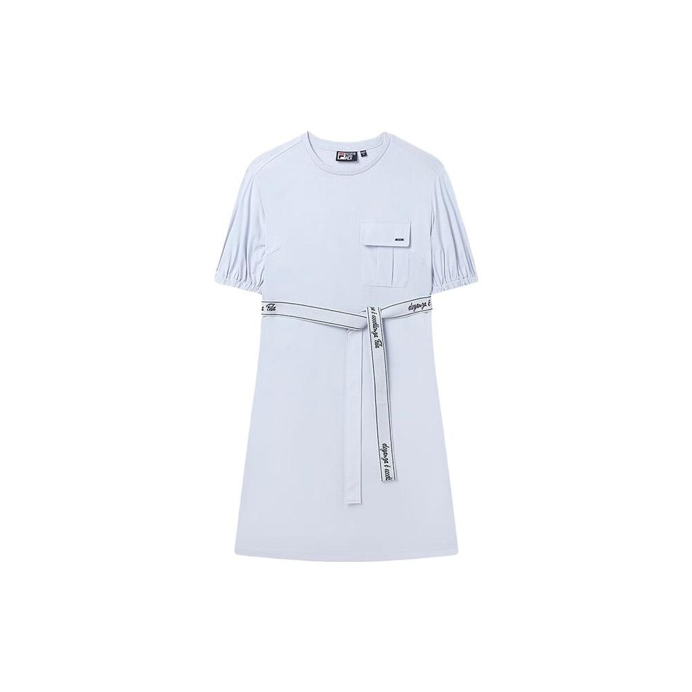 

Fila Логотип Буквенный Пуловер Мода Повседневный Круглый Вырез Короткий Рукав Платье Женские платья Светло-Голубой F11W327303FLB XL