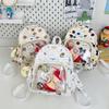 Cute graffiti schoolbag for junior high school girls, large capacity backpack, transparent bar, bandage board, pain bag, student backpack