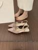 French Xiaoxiangfeng Gentle Evening Shoes Small Slope Heel Baotou Sandals Women's Summer Bow Pointed Back Empty Single Shoes Women's