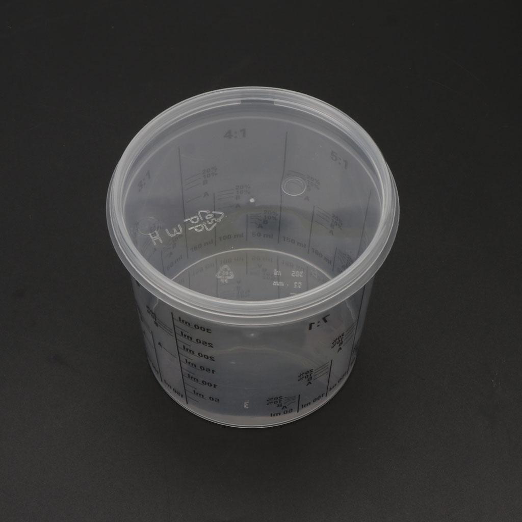 Calibrated Mixing Ratios Disposable Clear Graduated Plastic Mixing Cups for Paint UV Resin Epoxy 400ml Measuring Ratios