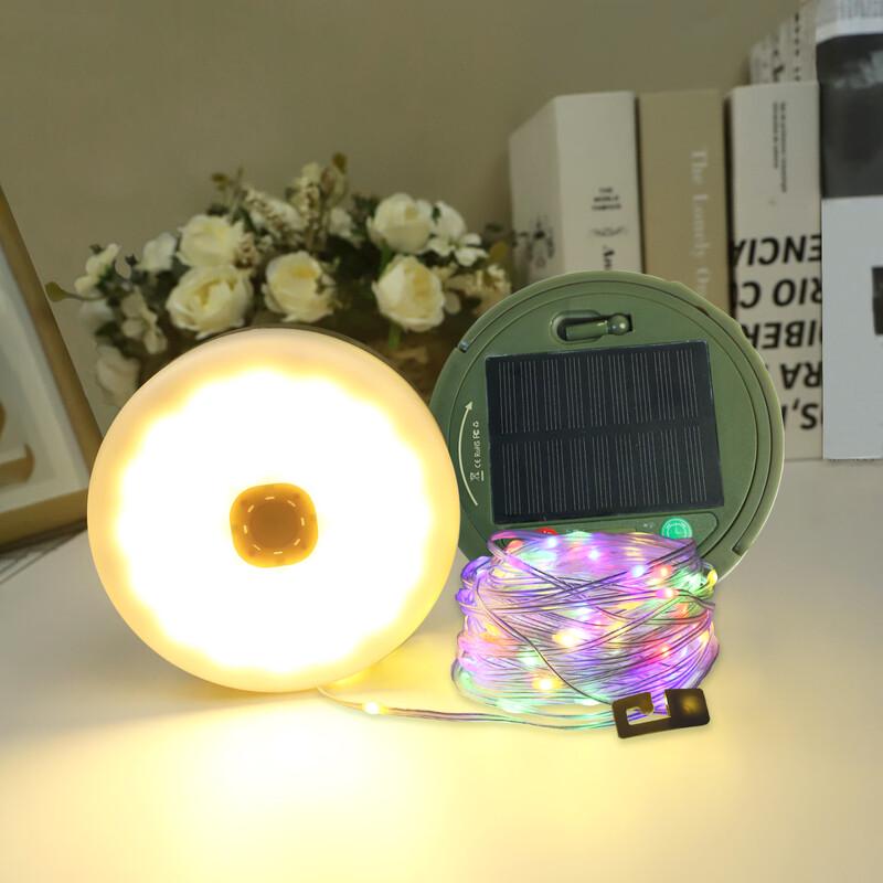 Solar & USB-C Powered LED Camping String Lights