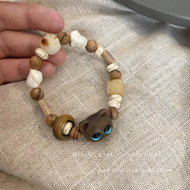 Color Woven Rope Beaded Cat Bracelet Women's New Niche Design High-end Bracelet Bracelet Gift