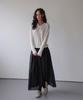 Cool Kitten Flare Long Skirt With Shirred Waist Detail (Black)