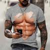 Mens 3D Printed Muscle Design T-Shirt Digital Print Short Sleeve Casual Crew Neck Breathable Loose Fit Tee