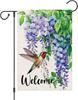 Hummingbird Spring Summer Oral Garden Ag 12x18 Inch Double Sided Welcome Small Burlap Yard Ag for Outside PPZ
