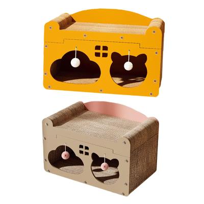 Casa de cartón para gatos con garras para moler y dormir, cama para gatos de interior
