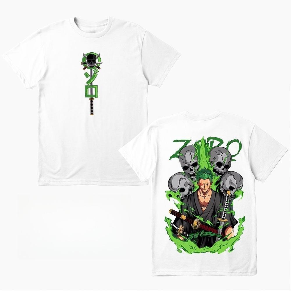 Japonský Anime One Piece Zorro Pánske Dámske Letné Tričko Harajuku Vintage Krátky Rukáv Voľný Nadrozmerný Bežný Pohodlný Y2k Vrchný Diel