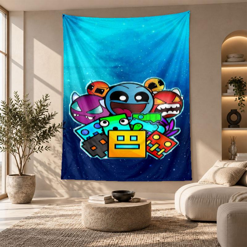 Decorative Tapestry,Geometry Dash Printed Wall Art, Lightweight Wall Hanging For Bedroom Background
