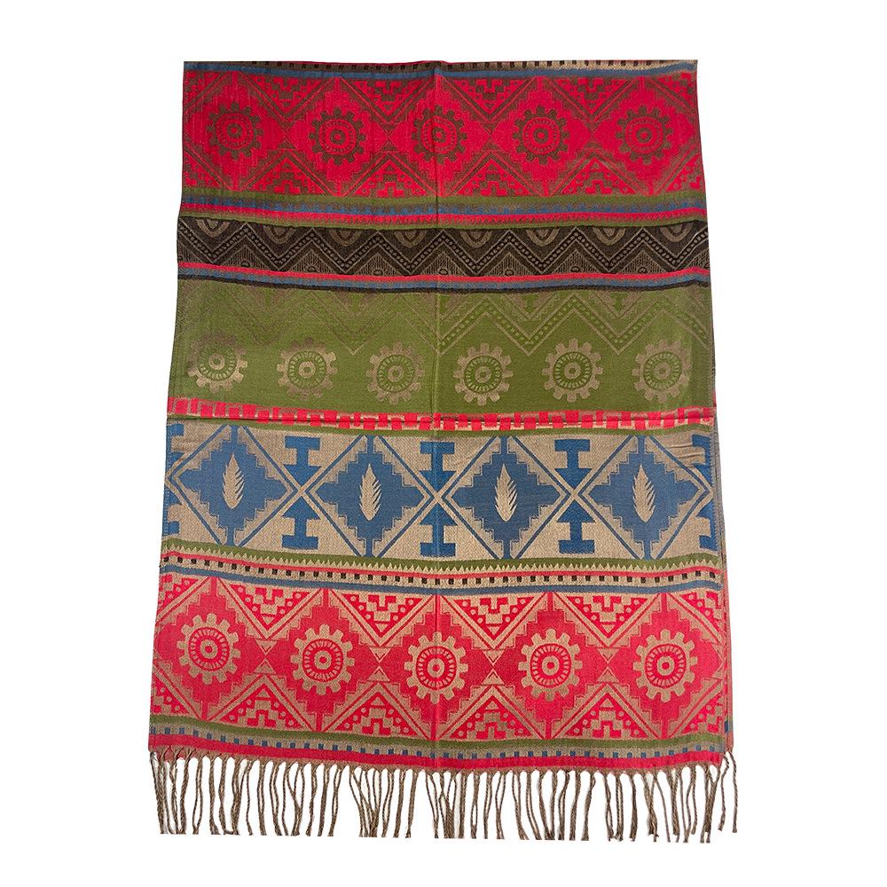 Bohemian Cotton Jacquard Geometric Shawl: High-End Women's Evening Scarf