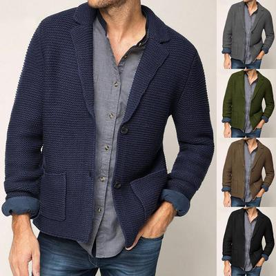 2025 Autumn/Winter Men's Lapel Knit Cardigan Blazer - European and American Style