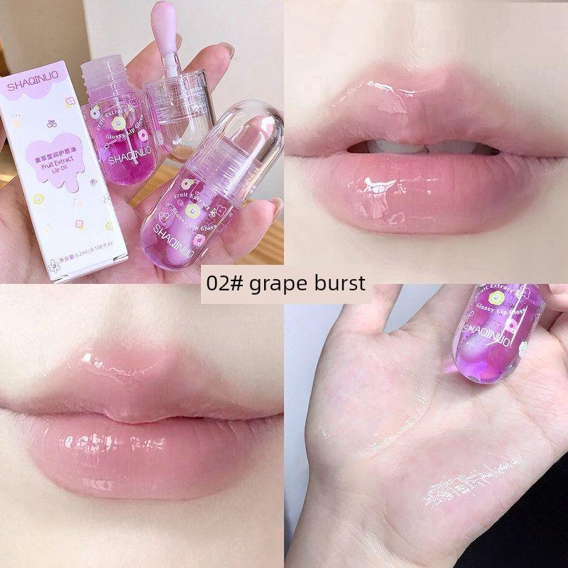 Grape-Flavored Lip Gloss, Moisturizing, Hydrating, Lightening Lip Lines, Preventing Dryness and Cracking, Lip Oil with a Mirror-Like Finish