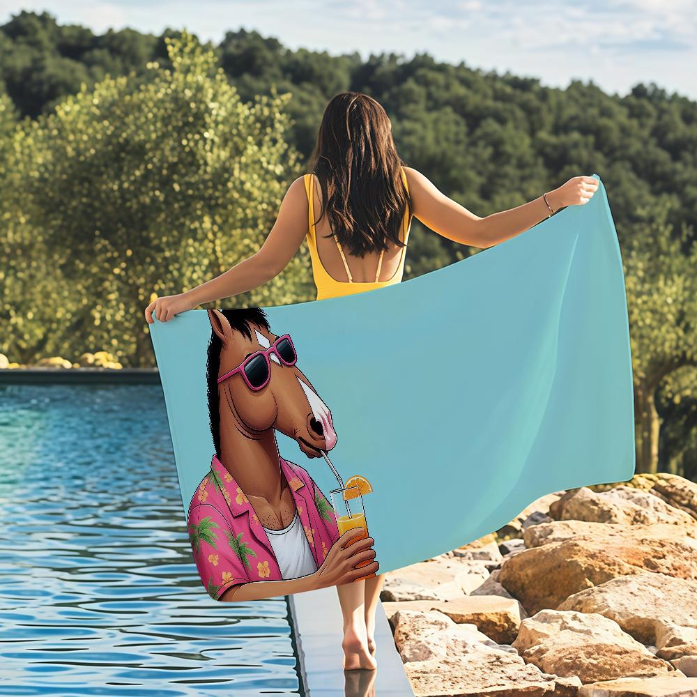 Cartoon B-BoJack H-Horseman Handtuch Schnelltrocknend Strandhandtücher Sind Geeignet Für Schwimmbäder Camping Yoga Und Das Fitnessstudio