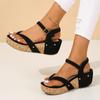 Women Platform Wedge Sandals Roman Buckle Peep Toe Women High Heels Shoes Summer Leisure Lightweight Rubber Sole Sandals