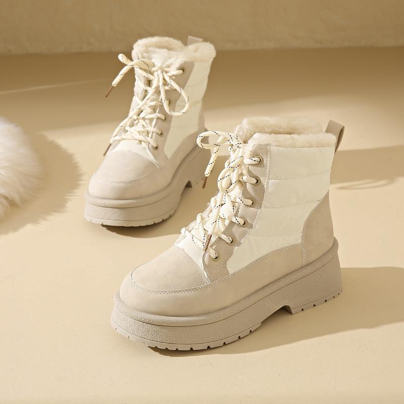 Fashion Snow Boots Women 2025 New Platform Lace-up Winter New Chinese Thickened Northeast Warm Booties