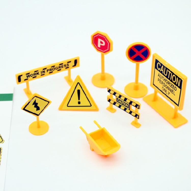 8PCS Miniature Road Construction Toy Traffic Sign Set Doll House Miniature Road Sign For Creative City Planning Activity