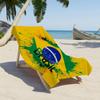 1 Stück Brasilien Flagge Fußball Strandtuch, Polyester Schnelltrocknend Leichtes Handtuch, Weiches Saugfähiges Badetuch für Fußballfan Geschenk, Str
