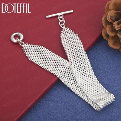 925 Sterling Silver Braided Bracelet Gift Fashion Wedding Jewelry